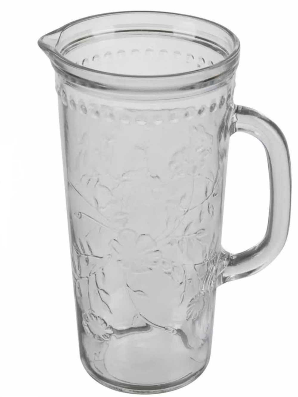 Clear Floral Glass Pitcher with Handle - Picture 11 of 11